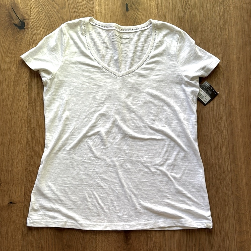 Eddie Bauer Women's Short Sleeve Ladder Stitch V-
Neck Shirt